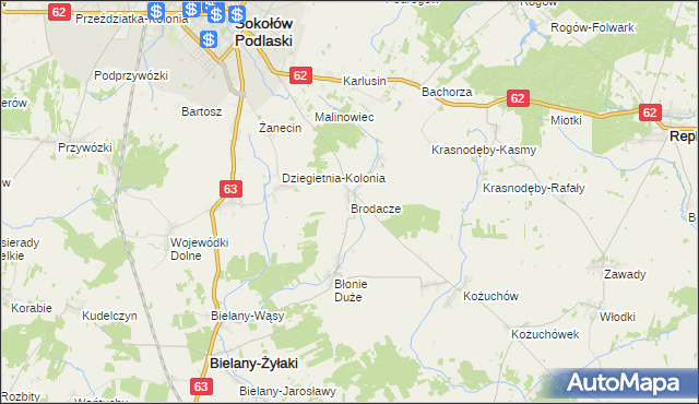 mapa Brodacze, Brodacze na mapie Targeo