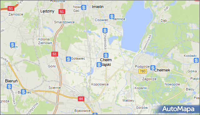 mapa Chełm Śląski, Chełm Śląski na mapie Targeo
