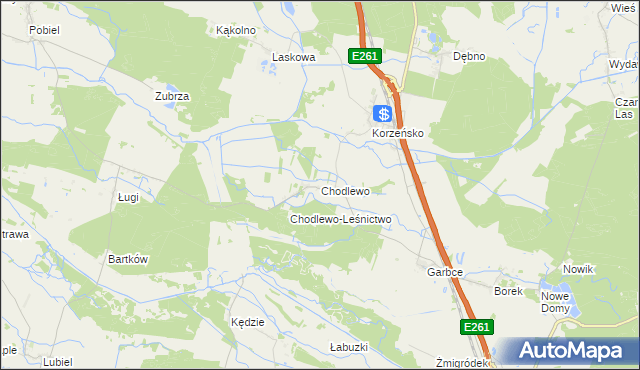 mapa Chodlewo, Chodlewo na mapie Targeo