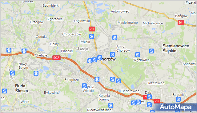 mapa Chorzów, Chorzów na mapie Targeo