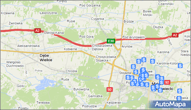 mapa Choszczówka Stojecka, Choszczówka Stojecka na mapie Targeo