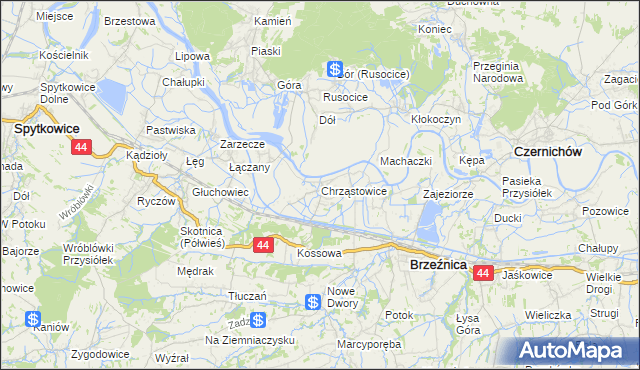 mapa Chrząstowice gmina Brzeźnica, Chrząstowice gmina Brzeźnica na mapie Targeo
