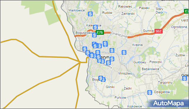 mapa Cieszyna, Cieszyn na mapie Targeo