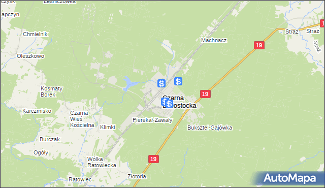 mapa Czarna Białostocka, Czarna Białostocka na mapie Targeo