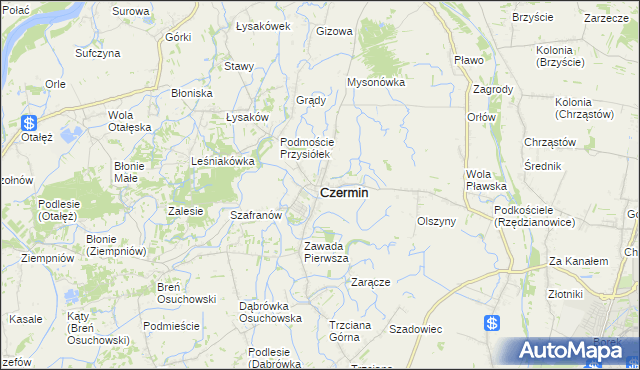 mapa Czermin powiat mielecki, Czermin powiat mielecki na mapie Targeo