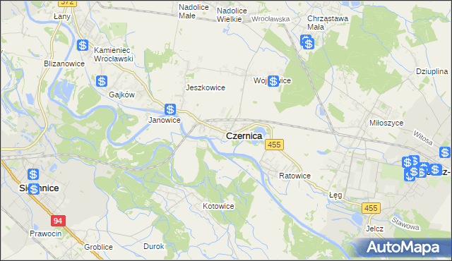 mapa Czernica powiat wrocławski, Czernica powiat wrocławski na mapie Targeo