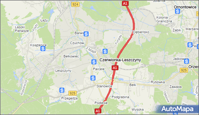 mapa Czerwionka-Leszczyny, Czerwionka-Leszczyny na mapie Targeo