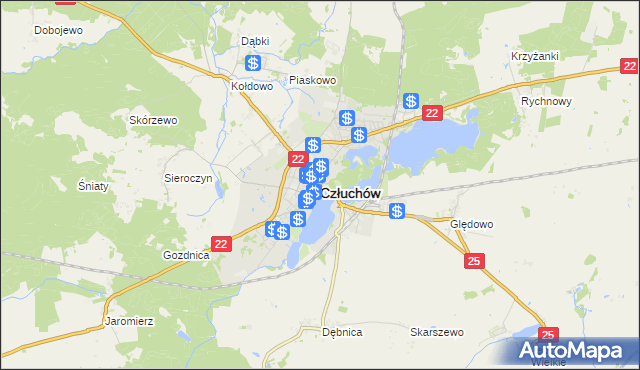 mapa Człuchów, Człuchów na mapie Targeo