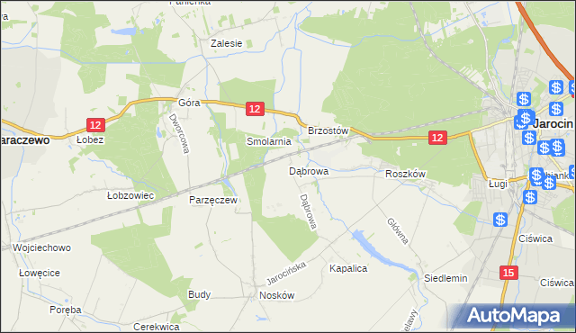 mapa Dąbrowa gmina Jarocin, Dąbrowa gmina Jarocin na mapie Targeo