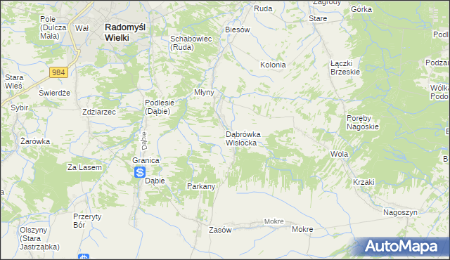 mapa Dąbrówka Wisłocka, Dąbrówka Wisłocka na mapie Targeo