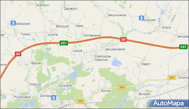 mapa Dobroszów Oleśnicki, Dobroszów Oleśnicki na mapie Targeo