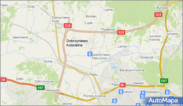 mapa Dobrzyniewo Fabryczne, Dobrzyniewo Fabryczne na mapie Targeo