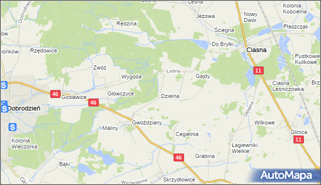 mapa Dzielna gmina Ciasna, Dzielna gmina Ciasna na mapie Targeo