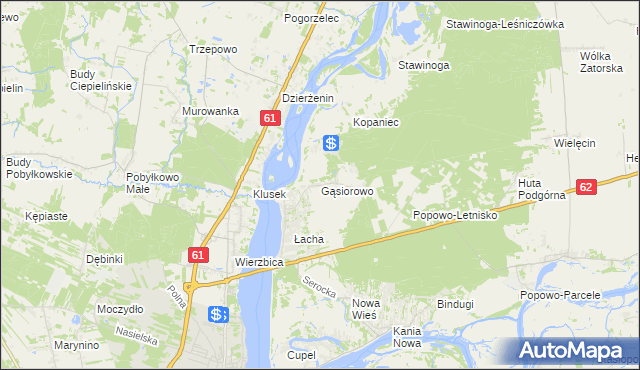 mapa Gąsiorowo gmina Serock, Gąsiorowo gmina Serock na mapie Targeo