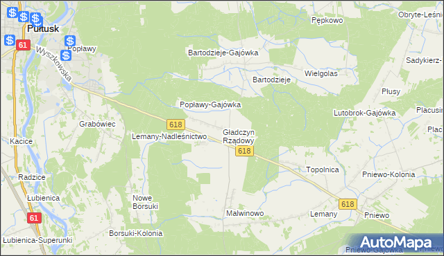mapa Gładczyn Rządowy, Gładczyn Rządowy na mapie Targeo