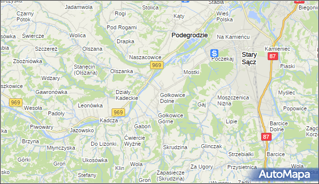mapa Gołkowice Dolne, Gołkowice Dolne na mapie Targeo