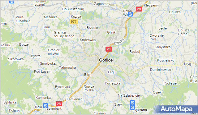 mapa Gorlic, Gorlice na mapie Targeo