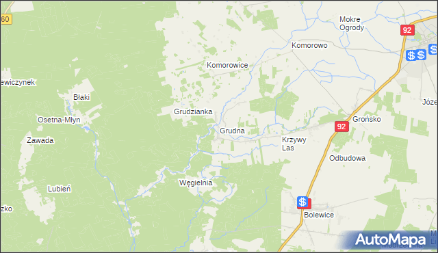 mapa Grudna gmina Miedzichowo, Grudna gmina Miedzichowo na mapie Targeo