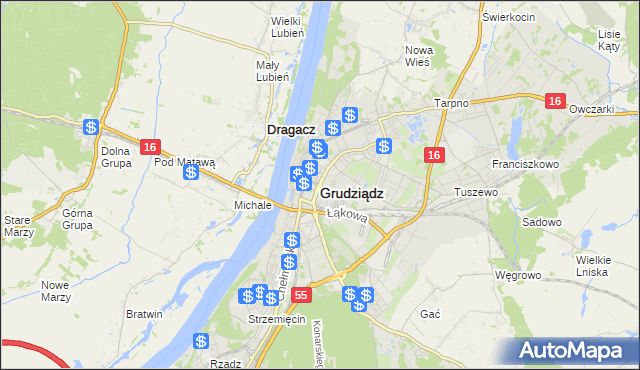 mapa Grudziądza, Grudziądz na mapie Targeo