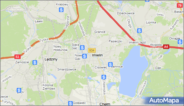 mapa Imielin, Imielin na mapie Targeo