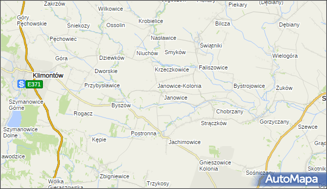mapa Janowice gmina Samborzec, Janowice gmina Samborzec na mapie Targeo
