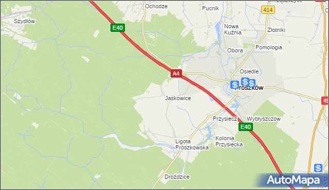 mapa Jaśkowice gmina Prószków, Jaśkowice gmina Prószków na mapie Targeo