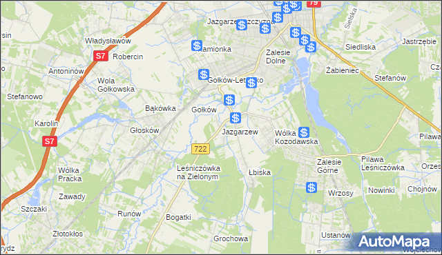 mapa Jazgarzew, Jazgarzew na mapie Targeo