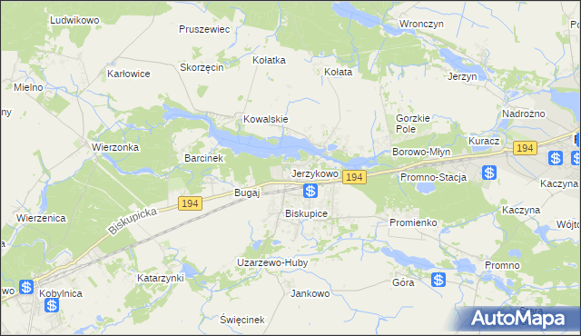 mapa Jerzykowo gmina Pobiedziska, Jerzykowo gmina Pobiedziska na mapie Targeo