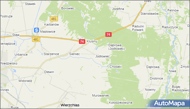 mapa Jodłowiec, Jodłowiec na mapie Targeo