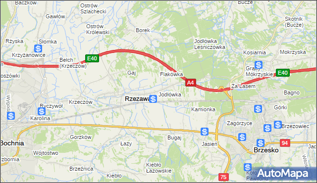 mapa Jodłówka gmina Rzezawa, Jodłówka gmina Rzezawa na mapie Targeo