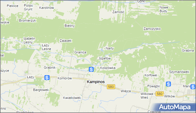 mapa Józefów gmina Kampinos, Józefów gmina Kampinos na mapie Targeo