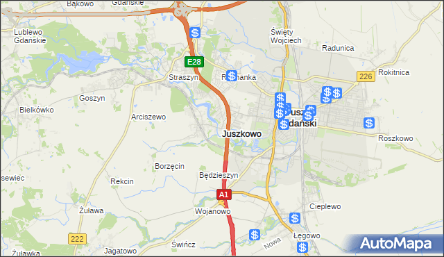 mapa Juszkowo, Juszkowo na mapie Targeo