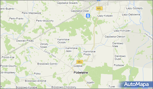 mapa Kamińskie Wiktory, Kamińskie Wiktory na mapie Targeo