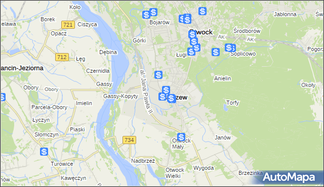 mapa Karczew powiat otwocki, Karczew powiat otwocki na mapie Targeo