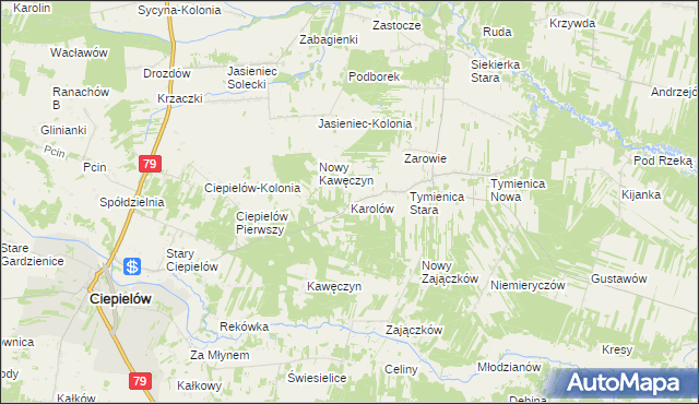 mapa Karolów gmina Chotcza, Karolów gmina Chotcza na mapie Targeo