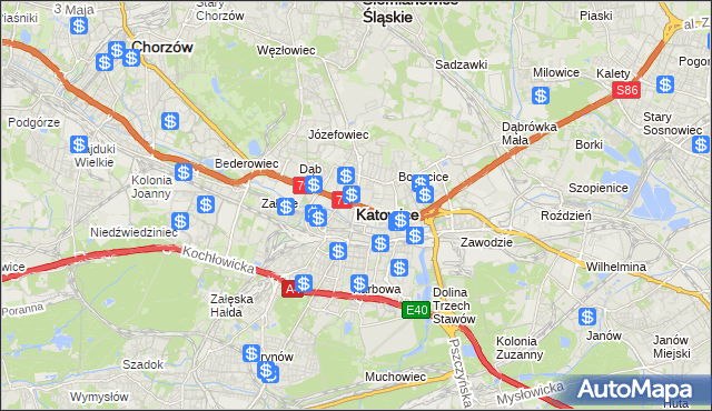 mapa Katowic, Katowice na mapie Targeo