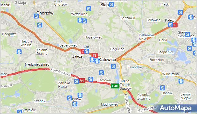 mapa Katowic, Katowice na mapie Targeo