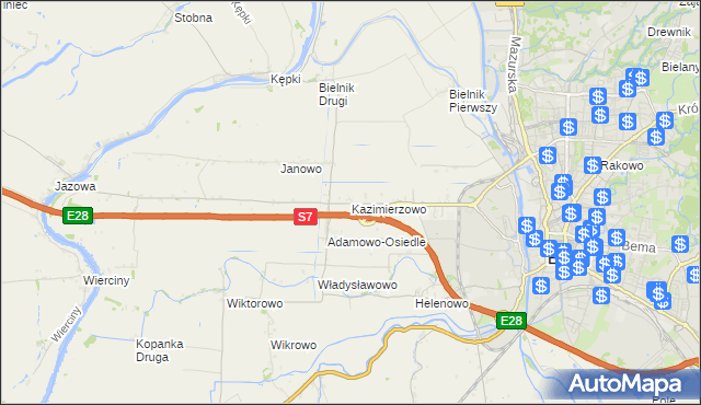 mapa Kazimierzowo gmina Elbląg, Kazimierzowo gmina Elbląg na mapie Targeo