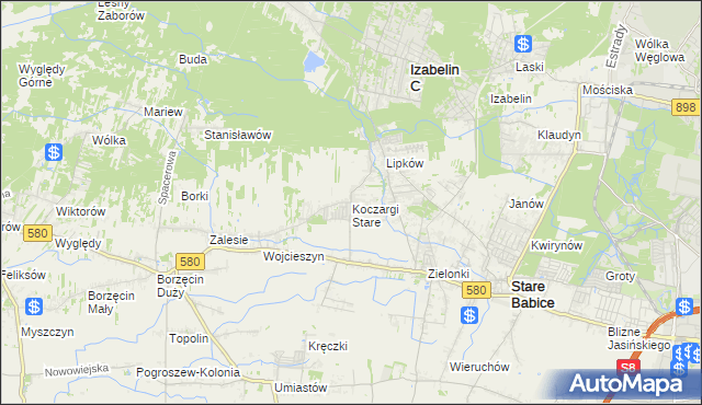 mapa Koczargi Stare, Koczargi Stare na mapie Targeo