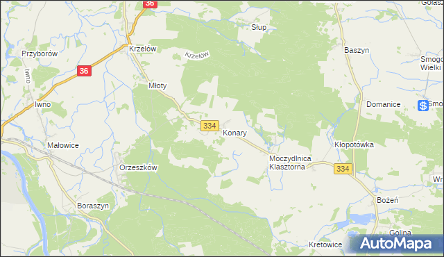 mapa Konary gmina Wińsko, Konary gmina Wińsko na mapie Targeo