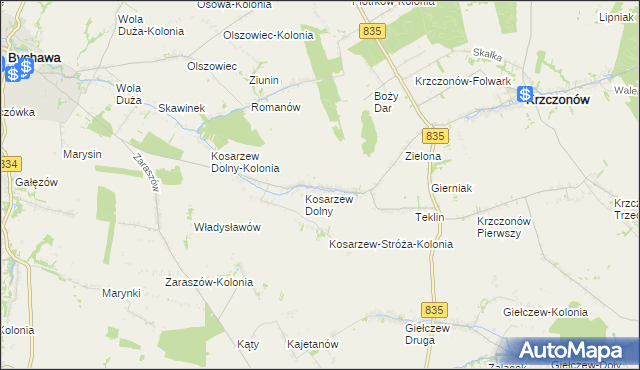 mapa Kosarzew Górny, Kosarzew Górny na mapie Targeo