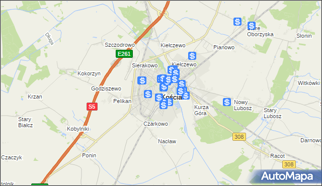 mapa Kościan, Kościan na mapie Targeo