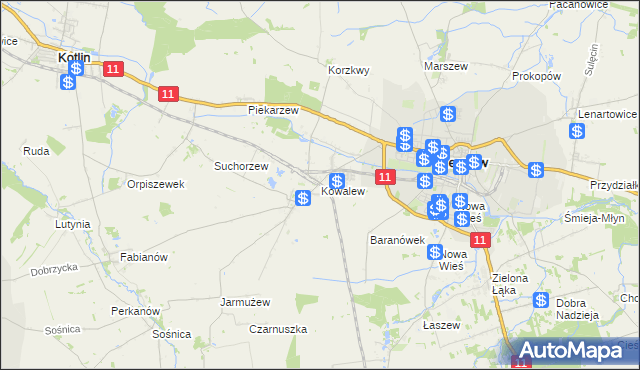 mapa Kowalew gmina Pleszew, Kowalew gmina Pleszew na mapie Targeo