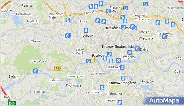 mapa Krakowa, Kraków na mapie Targeo
