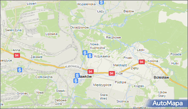 mapa Krzykawka, Krzykawka na mapie Targeo