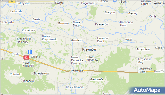 mapa Krzymów powiat koniński, Krzymów powiat koniński na mapie Targeo