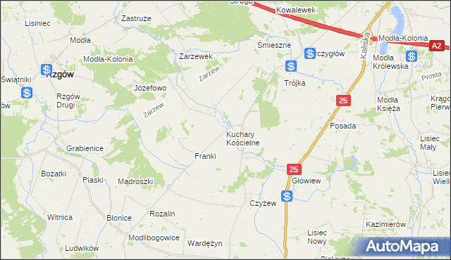 mapa Kuchary Kościelne, Kuchary Kościelne na mapie Targeo