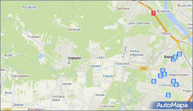 mapa Laski gmina Izabelin, Laski gmina Izabelin na mapie Targeo