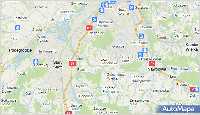 mapa Łazy Biegonickie, Łazy Biegonickie na mapie Targeo