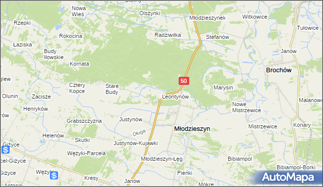 mapa Leontynów, Leontynów na mapie Targeo